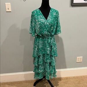 Studio One Green Floral Tiered Midi Dress- Worn Only Once